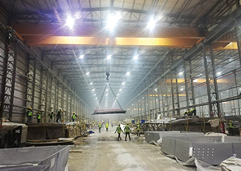 The facility for the production of the precast concrete shells at Kuwait airport site.